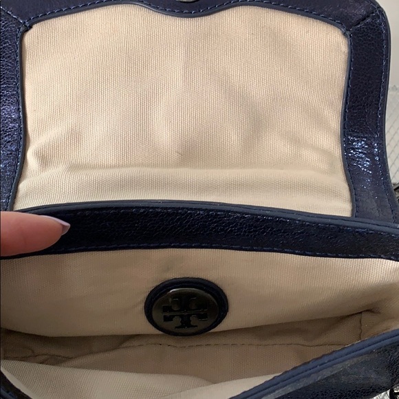 Tory Burch navy metallic mini bag. - Picture 5 of 8